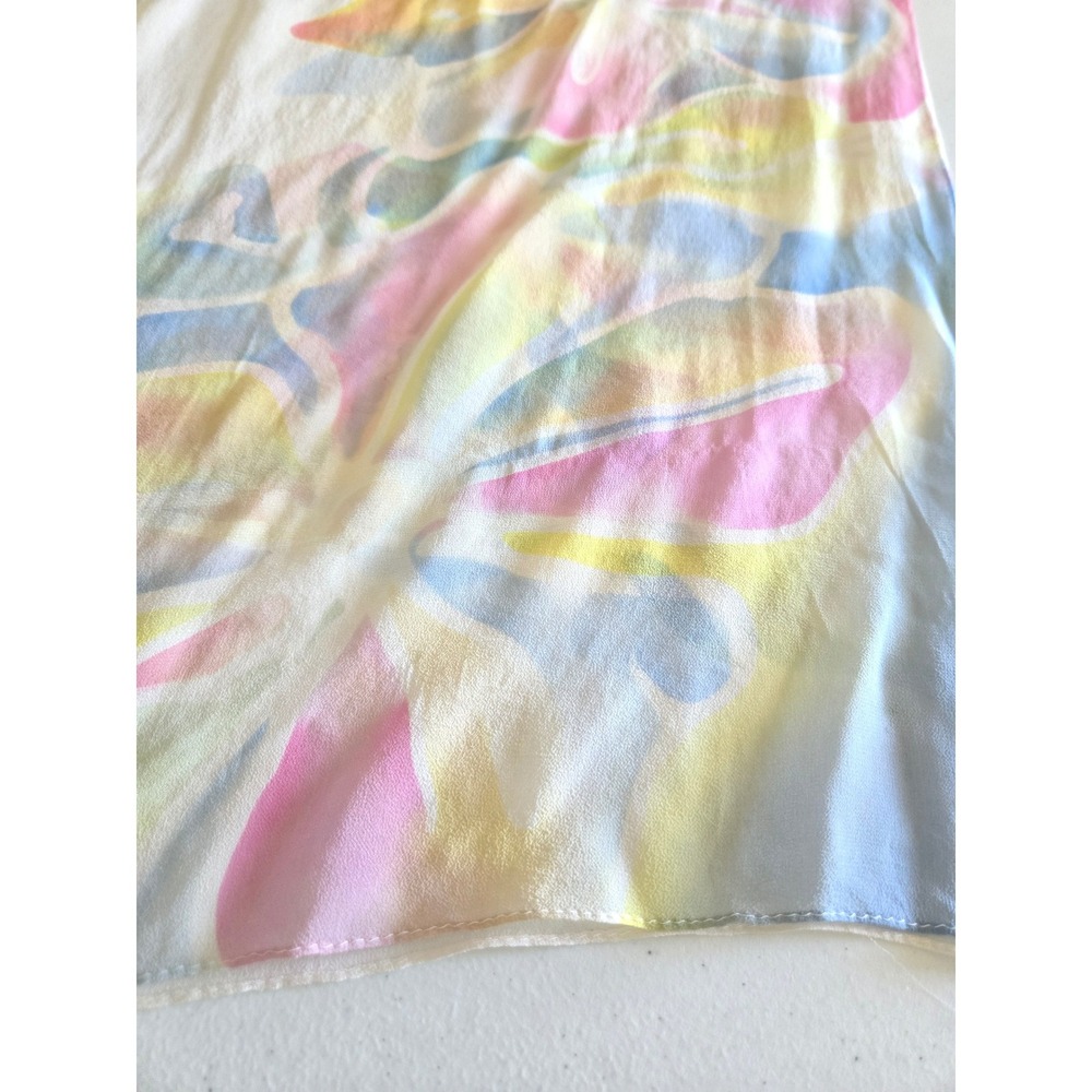 Kasaga Hand Painted Silk Scarf Pastel Watercolor Floral Made‎ in Poland 16x68
